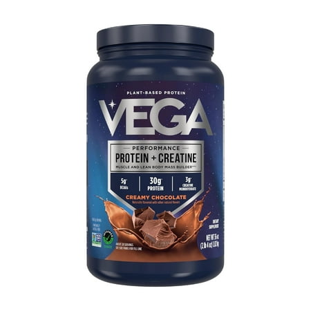 Vega Protein Powder + Creatine Monohydrate, Chocolate, 20 Servings, 36oz