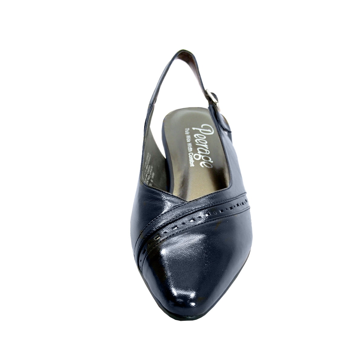 PEERAGE Alanis Women's Wide Width Leather Slingback Pumps NAVY 7