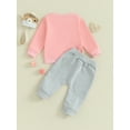 thumbnail image 5 of FEORJGP Toddler Baby Girl Valentine’s Day Outfits Infant Long Sleeve Sweatshirt Crew Neck Pullover Jumpers Letter Print Tops + Elastic Sweatpants Drn Loose Casual Clothes for Spring Summer, 5 of 9