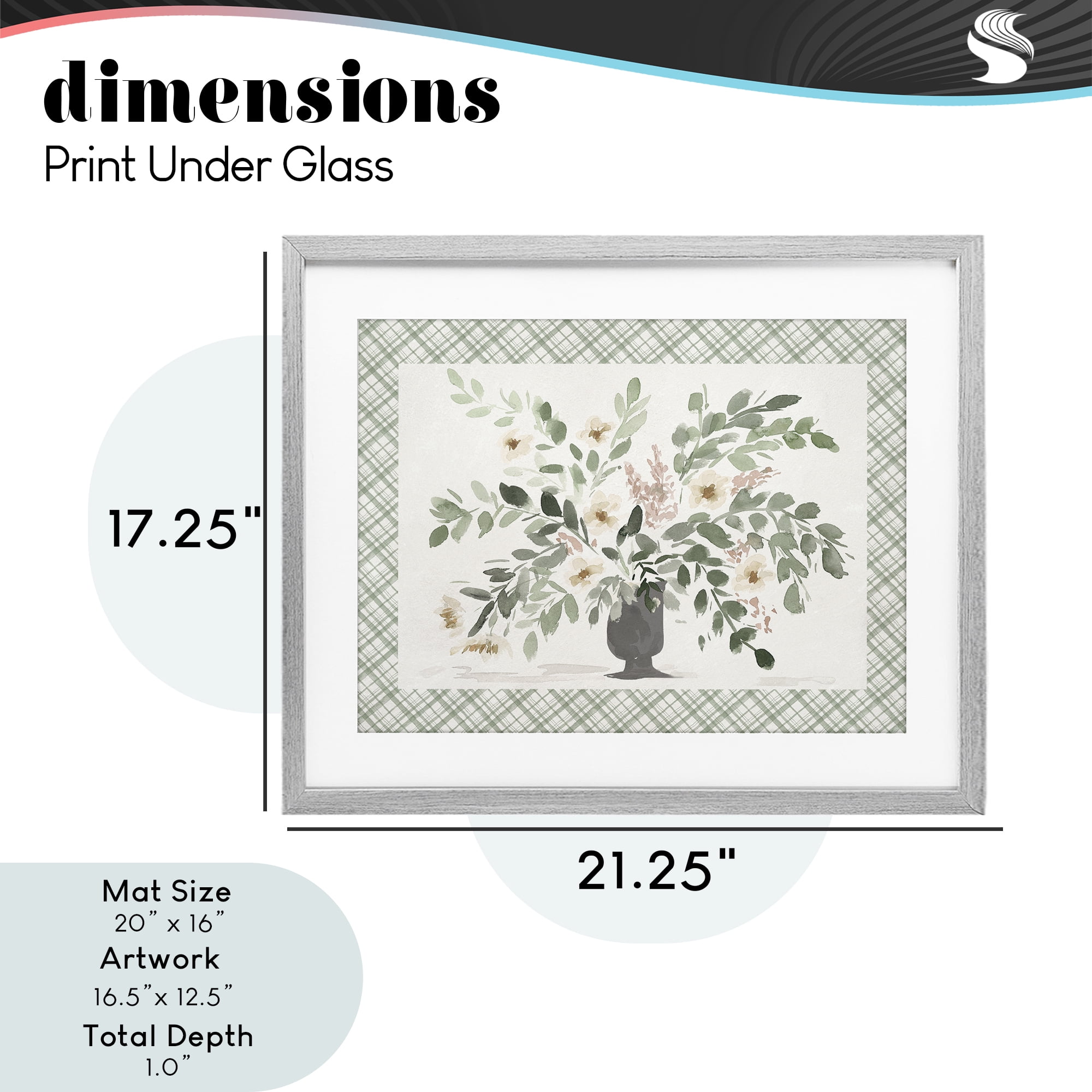 Stupell Industries Springtime Bouquet on Plaid Gray Framed Print Under Glass, design by Lucille Price