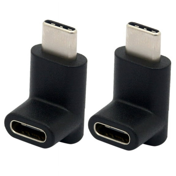 2X 90 Degree Type C Adapter, USB C Male to Female Adapter Upward and Downward Angled USB-C USB 3.1 Type-C Connector,2* 90 Degree Type C Adapter,black