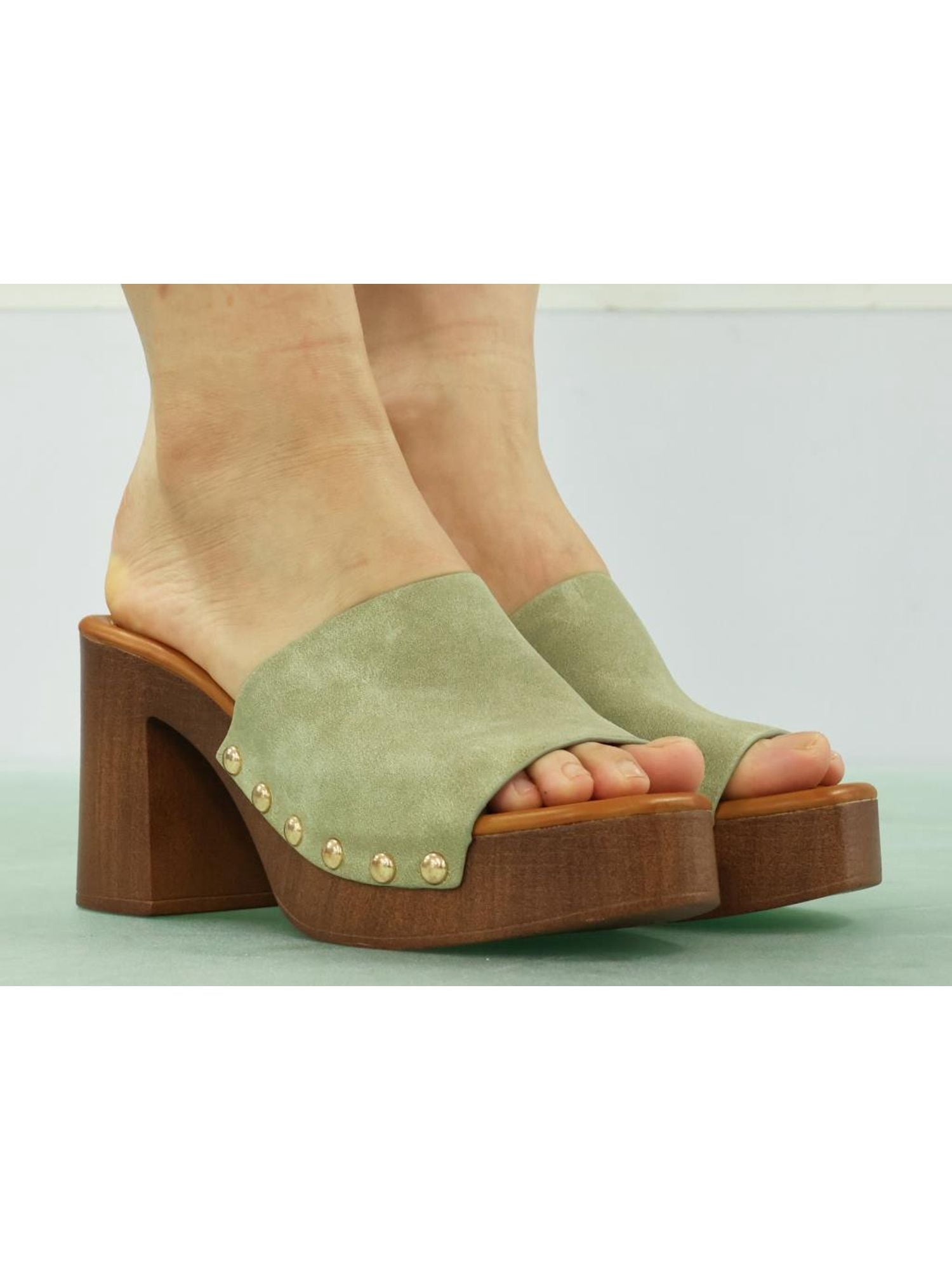 Mia Too Women's Studded Slide Heeled Clog