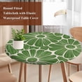 thumbnail image 5 of Round Table Cover 36-44 Inch Green Spring Floral Waterproof Reusable Table Cloth Round Fitted Vinyl Tablecloth with Elastic Edged for Parties Outdoors, Pastoral Flower Abstract Art, 5 of 9
