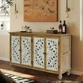 thumbnail image 5 of Living Room Cabinets Accent Cabinet with 4 Doors, Farmhouse Sideboard Buffet Cabinet with Storage, Modern Credenza Storage Cabinet with Wood Carved Floral Doors for Living Room, Dining Room, Entryway, 5 of 11
