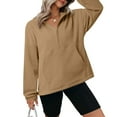 thumbnail image 6 of ZUKMRJPC Quarter Zip Pullover Womens Cropped Fleece Sweatshirt Lightweight Long Sleeve Stand Collar Solid Color Casual Pullover Tops with Pocket, 6 of 8