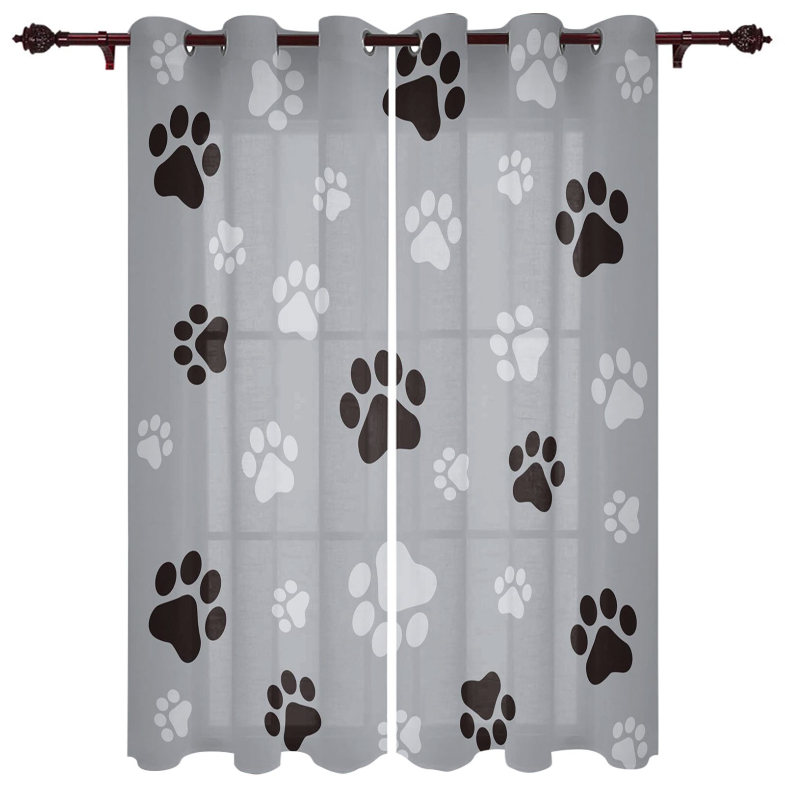 Colour Dog Paw Print Window Curtains Curtains for Living Room Decorative Items Living Room