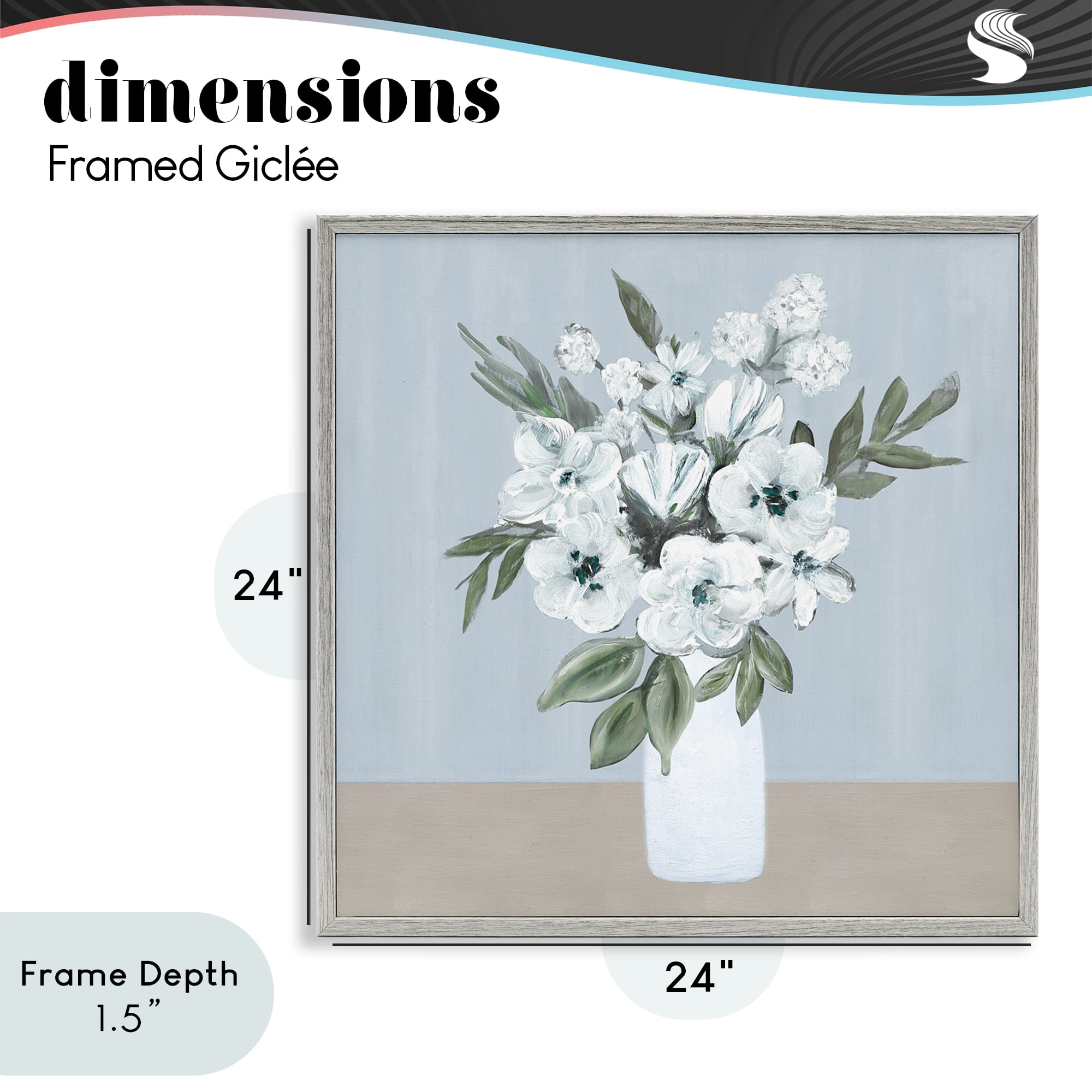 Stupell Industries Cerulean & White Blooms Gray Framed Giclee Art, design by Marilyn Dunlap