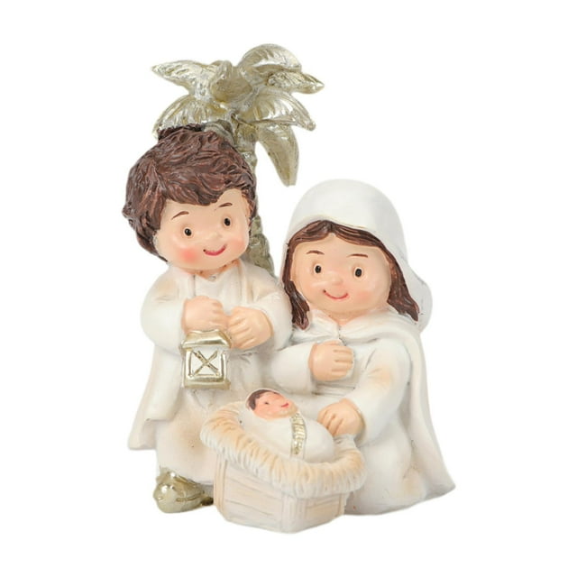 Estatua del nacimiento de Jesús de Navidad Adorno de Jesús Nacido Artesanía de resina católica cristiana Santa blanco