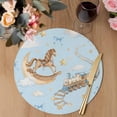 Blue Cartoon Round 13 Inch Placemats Set of 2, Star Cute Hobbyhorse ...