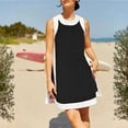 thumbnail image 6 of Womens Summer Outfits Two Piece Set Casual Color Block Crewneck Sleeveless Tank Tops Matching Shorts with Pockets Beach Going Out Sets Black M, 6 of 6