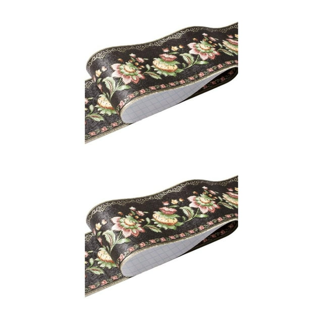 VONKY PVC Border Wall Corner Stick Durable And Waterproof Surface With Exquisite Workmanship Wallpaper For Living Room Decor balck lantern flowe 2Set