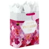 Hallmark 15" Extra Large Mother's Day Gift Bag with Tissue Paper (Bright Pink with Black Dots and Gold Foil)