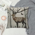 thumbnail image 2 of Leisuo Deer Throw Pillow Cover Pine Forest and Birds Fabric for Couch Bed Sofa Car Waist Cushion Cover Pillow Case White, 2 of 5