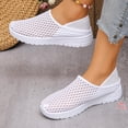 thumbnail image 3 of HomeDM Women's Walking Shoes Closed Toe Slip-On Comfort Summer Breathable Mesh Flat Sneakers, White Size 6, 3 of 9