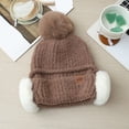 thumbnail image 5 of 1pcs Women's New Autumn Winter Fashion Pom Pom Earflap Solid Color Ear Muffs Cold-proof Thickened Warm Hat Suitable for Outdoor Hiking Exercise Christmas Winter Street Skiing, 5 of 9