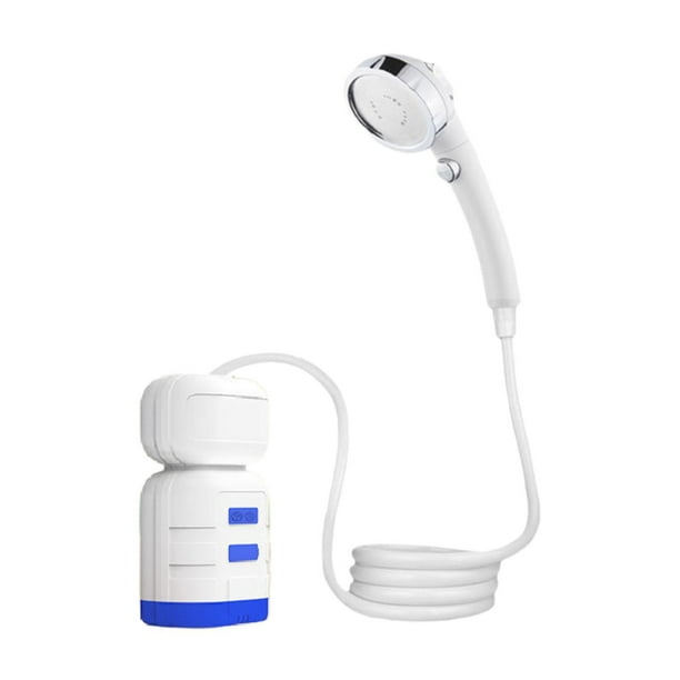 Ducha de camping portátil recargable, práctica y práctica, a prueba de fugas, eléctrica para Azul y blanco