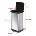 thumbnail image 2 of Bote de basura con escalón de acero inoxidable Glad con protección contra olores Clorox | Cubo de basura de cocina de metal grande con tapa de cierre suave, pedal y soporte para rollo de bolsa de basu, 2 of 5
