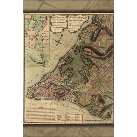 24"x36" Gallery Poster, map of new york city 1775 p2