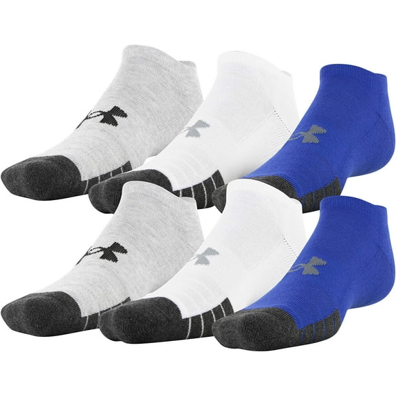 Under Armour Adult Performance Tech No Show Socks, Multipairs, Royal Assorted (6-Pairs), Medium