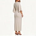 thumbnail image 4 of Aimik Women's V-Neck Short Sleeve Twist Front Slit Midi Dress Ruched Bodycon Elegant Evening Cocktail Dress, 4 of 5