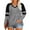 Gray, variant on Long Sleeve Women V-neck T-shirt Color Block Striped Plus Size Casual Shirt Tops