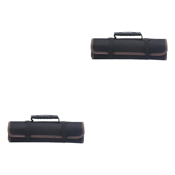 Eigraketly Bolsa de almacenamiento de llaves de tela Oxford, organizador de herramientas, bolsillo plegable profesional Negro 2Conjunto