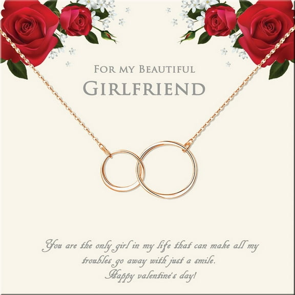 Valentines Day Gift for Mom WifeFor My Beautiful Girlfriend Double Infinity Ring Card Necklace Gift for Mom Romantic Gift Ideas Fiancee Girlfriend with With Gift Box Ships Next Day - Rose Gold