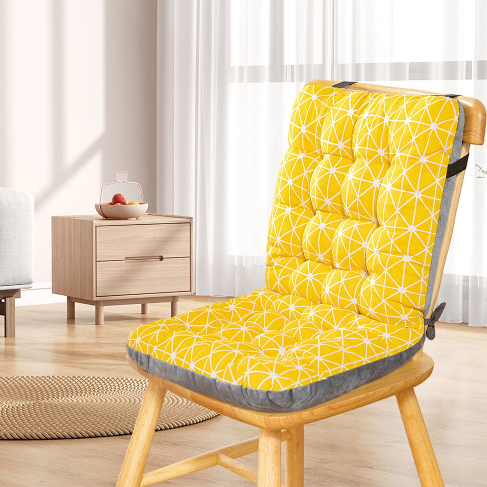 Sahpxhe Rocking Seat Cushion with Ties, Soft High Back Chair Cushion for Patio Furniture,Office 16.38X17.55X12.87 Inch Yellow