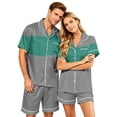 thumbnail image 2 of Men's Pajama Sets Button Up Pajamas for Women Matching Pj Set Women Plaid Button Down Soft Cooling Sleepwear with Pockets Women Men Short Sleeve Matching Pajamas Set for Couples Lounge 2Pcs, Green, L, 2 of 5