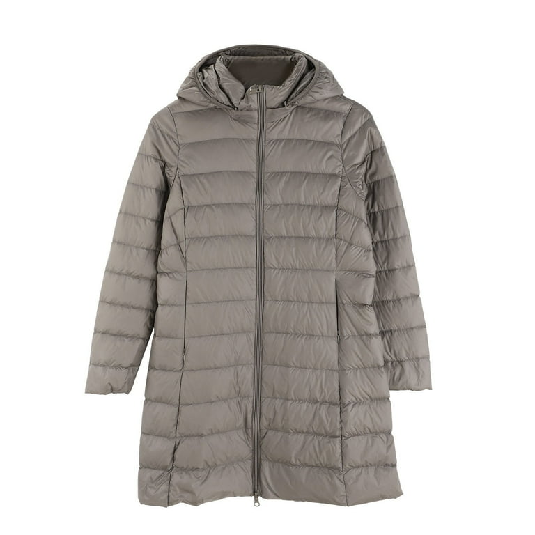 Uooqdmx Puffer Jacket Womens Winter Coats Solid Color Hooded