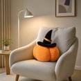 thumbnail image 5 of Euahivb Halloween Pumpkin Decorative Pillow 13.8 x 13.8 Inch Plush Stuffed Toy with Black Wizard Hat for Kids Room Living Room Couch Spooky Holiday Decor, 5 of 7