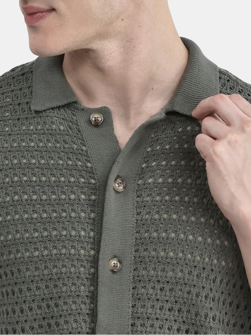 Button Down Knit Polo Mサイズ No Boundaries Men's & Big Men's Sweater Knit Polo Mesh