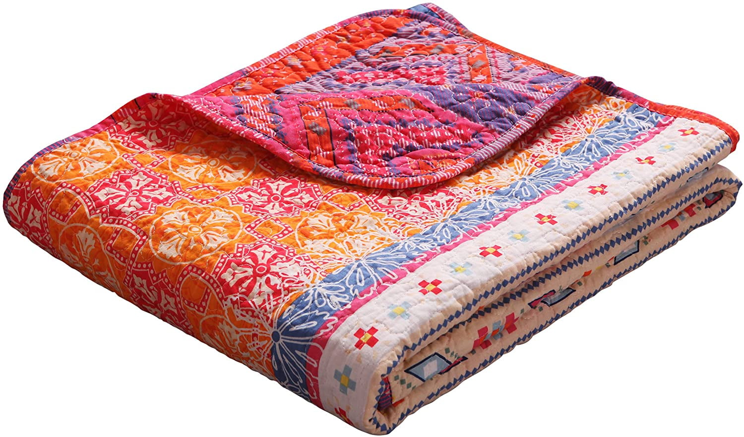 Golden Home Luxury Reversible 100 Cotton Multicolored Boho Stripe Quilted Throw Blanket 60 X 50 Machine Washable And Dryable Walmart Com Walmart Com