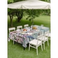 thumbnail image 5 of 60x120 Inch Outdoor Tablecloth with Umbrella Hole Zipper Rectangle Pink Flower Rectangular Tablecloths Outside Waterproof Lavender Leaves Blue Board Pastoral Retro Patio Table Cover for Picnic Party, 5 of 8