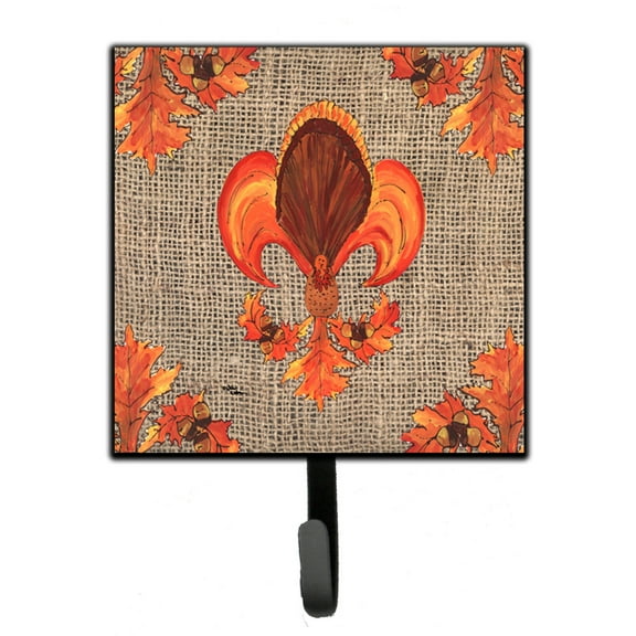 Carolines Treasures 8744SH4 Thanksgiving Turkey Fleur de lis Leash or Key Holder Single Hook multicolor
