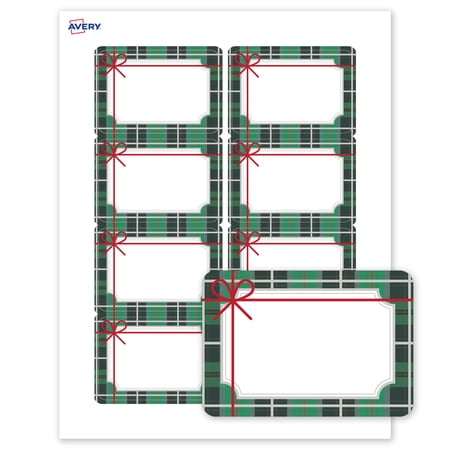Avery Name Badges, 2-1/3" x 3-3/8", Silver-Green Plaid, Matte, 80ct