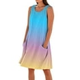 thumbnail image 2 of SAATLERI Vacation Dresses for Women 2025 Loose Casual Sleeveless Sundresses for Women Print Crew Neck Beach Tank Dress with Pockets, 2 of 5