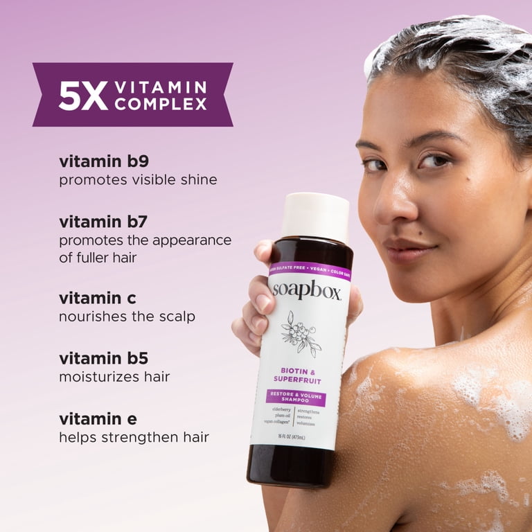 Soapbox Biotin & Superfruit Volumizing Shampoo for Fuller Hair, 16