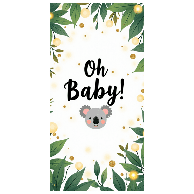 Oh Baby Koala Backdrop Banner Decoration Greenery Baby Shower Party Photo Booth Maternity Celebration Photography Background Event Decor