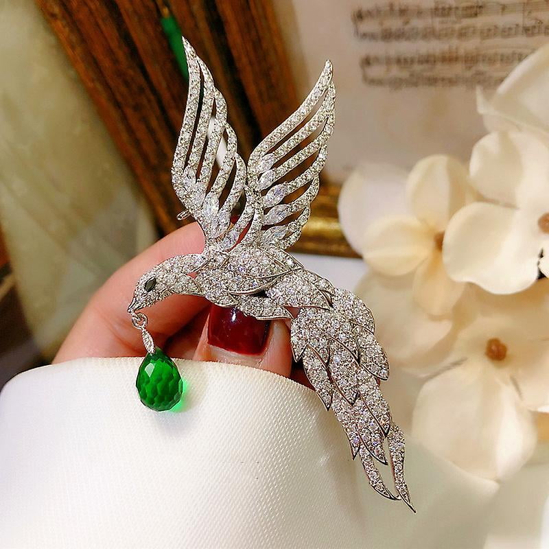 Brooches For Women Luxury Created Emerald Cubic Zirconia Corsage Elegant Temperament Bridal Wedding Pin Accessories Fine Jewelry Walmart