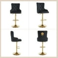 thumbnail image 4 of Velvet Gold Bar Stools Set of 2 Modern Counter Height Bar Stools with Lion Pull Ring Tufted Back, Nailhead Upholstered Barstools for Home Kitchen Island, Swivel Adjustable Stool Chair in Black, 4 of 9