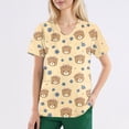 thumbnail image 3 of LHVUOA Scrub Tops Women Cute Kitty Dog Print Scrub Tops Plus Size Stretch Nursing Tops Soft Nurse Uniform Shirts with Pockets, 3 of 4