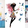 thumbnail image 2 of 2PCS Dibujos Animados Mágicos Coloridos Mariposa Hada Niña con Alas Pegatinas de Pared Removibles, Niños Bebé Dormitorio Guardería DIY Adhesivos Decorativos, 2 of 4
