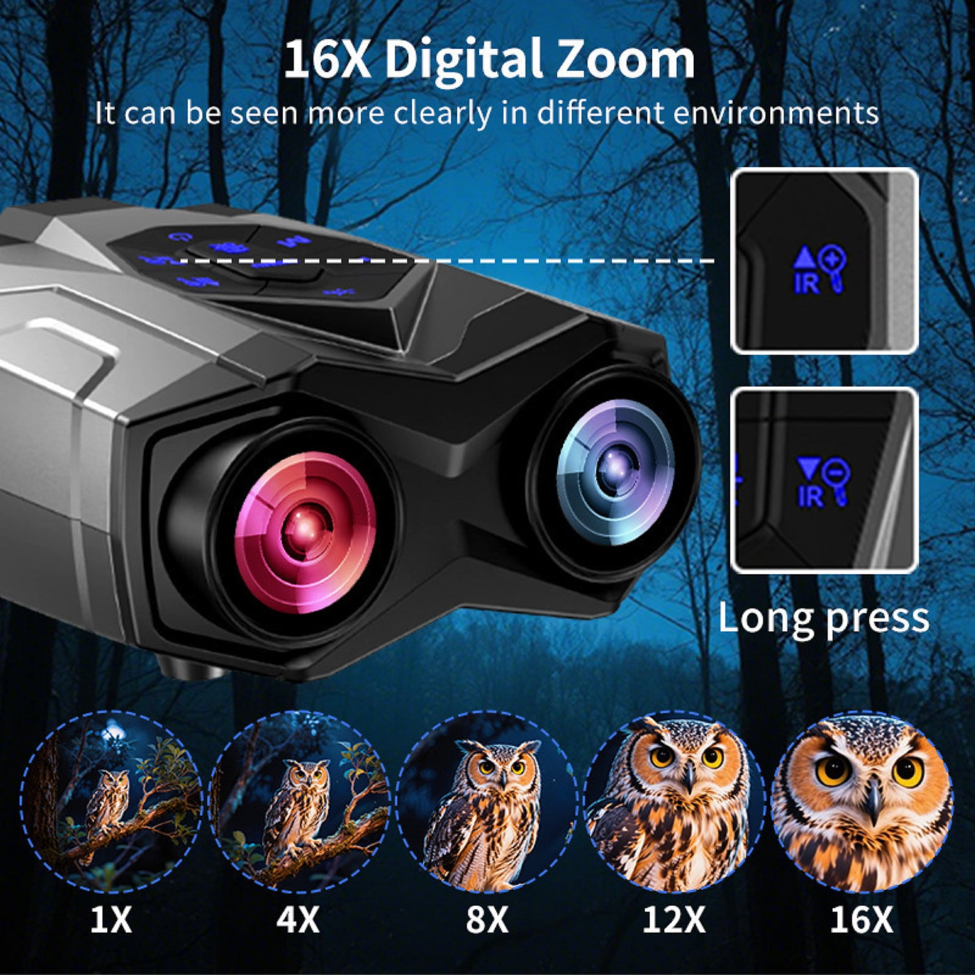 Pecham 4K Night Vision Goggles, 16X Digital Infrared Binoculars with 4.5" HD Screen, 2000FT Long Range, Rechargeable 5000mAh Battery, 32GB Card for Hunting, Camping, Wildlife & Surve