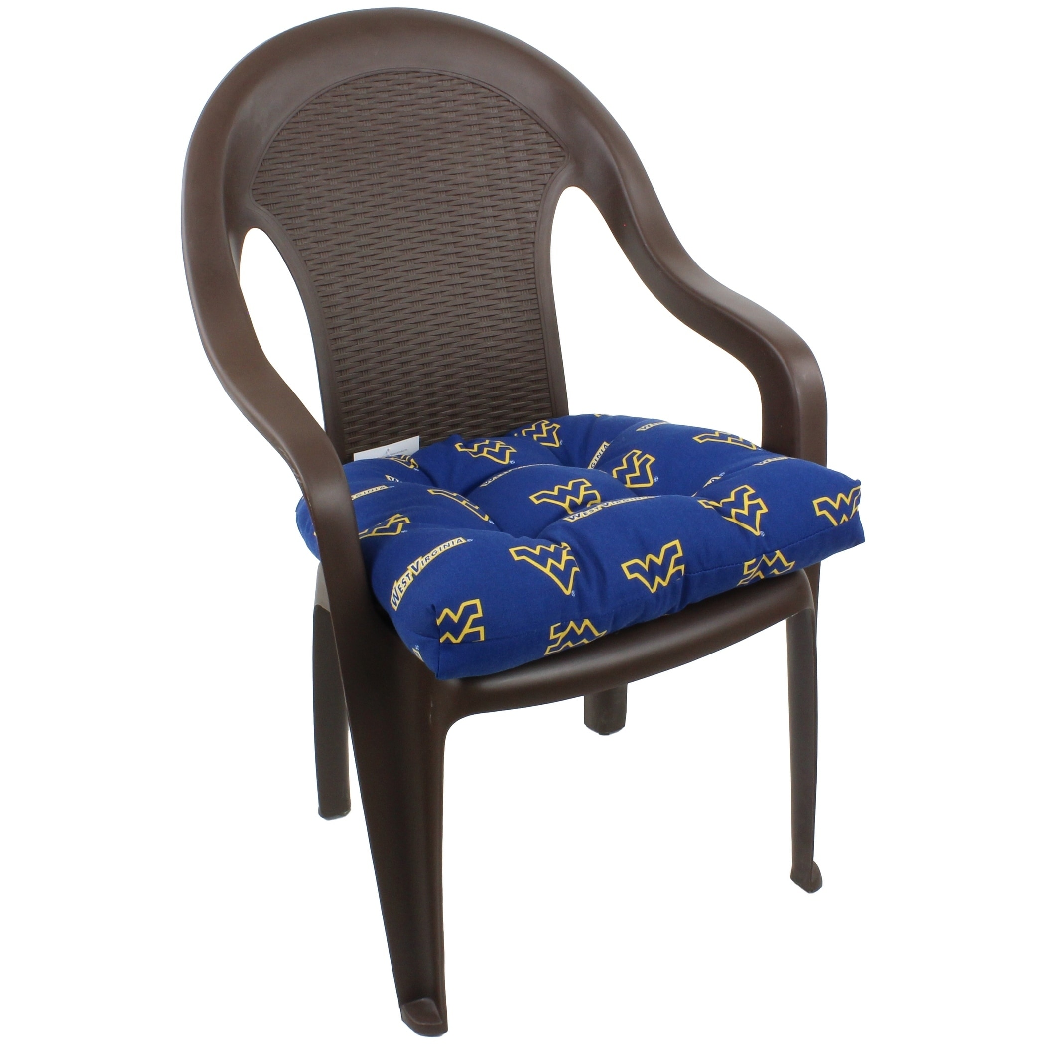 College Covers West Virginia Mountaineers Patio Seat D Cushion 20" x 20", 2 Tie Backs