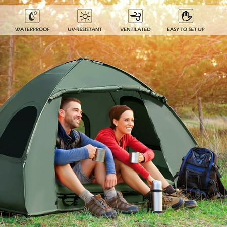 Gymax 2-Person Compact Portable Pop-Up Tent/Camping Cot w ...