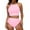 Pink, variant on WIZUTIZ Womens Tankini Bathing Suits Camisoles High Rise Push Up Slim Fit Tank Top with Bottom Ribbed Off-the-Shoulder Color Block Swimwear Crew Neck Bathing Suits 2 PC Light Blue