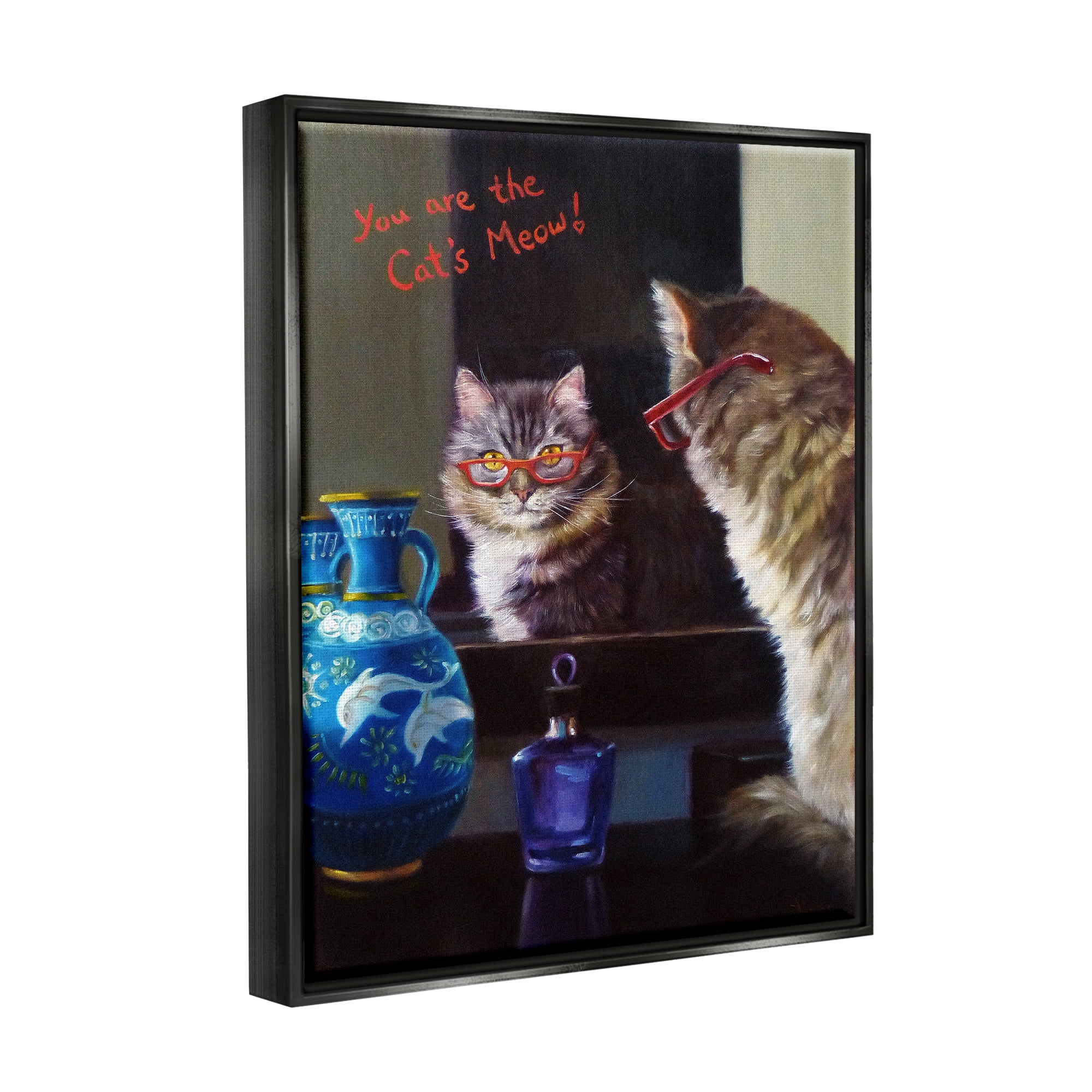 Stupell You Are The Cat's Meow Animal Mirror Animals & Insects Painting Black Floater Framed Art Print Wall Art