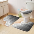 thumbnail image 2 of Grey Geometric Beach Bath Mat 3 Piece Bathroom Rug Set, Ombre Waves Moire Abstract Art Non Slip Bath Rug Contour Mat and Toilet Lid Cover, Absorbent Shower Mats Soft Bath Rugs and Mats Sets, 2 of 8
