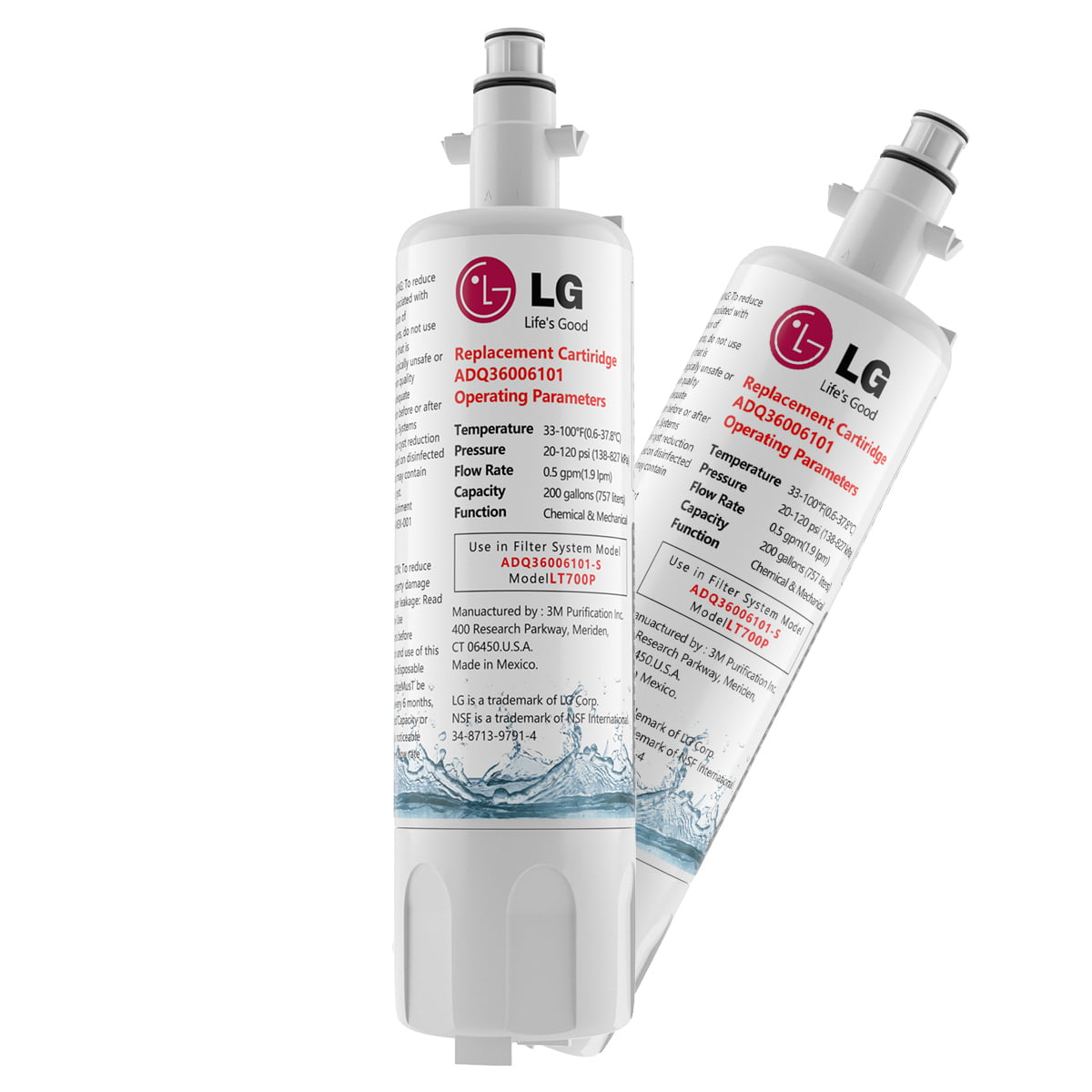 3pcs LG LT700P ADQ36006101 ADQ36006102 46-9690 Refrigerator Water Filter 